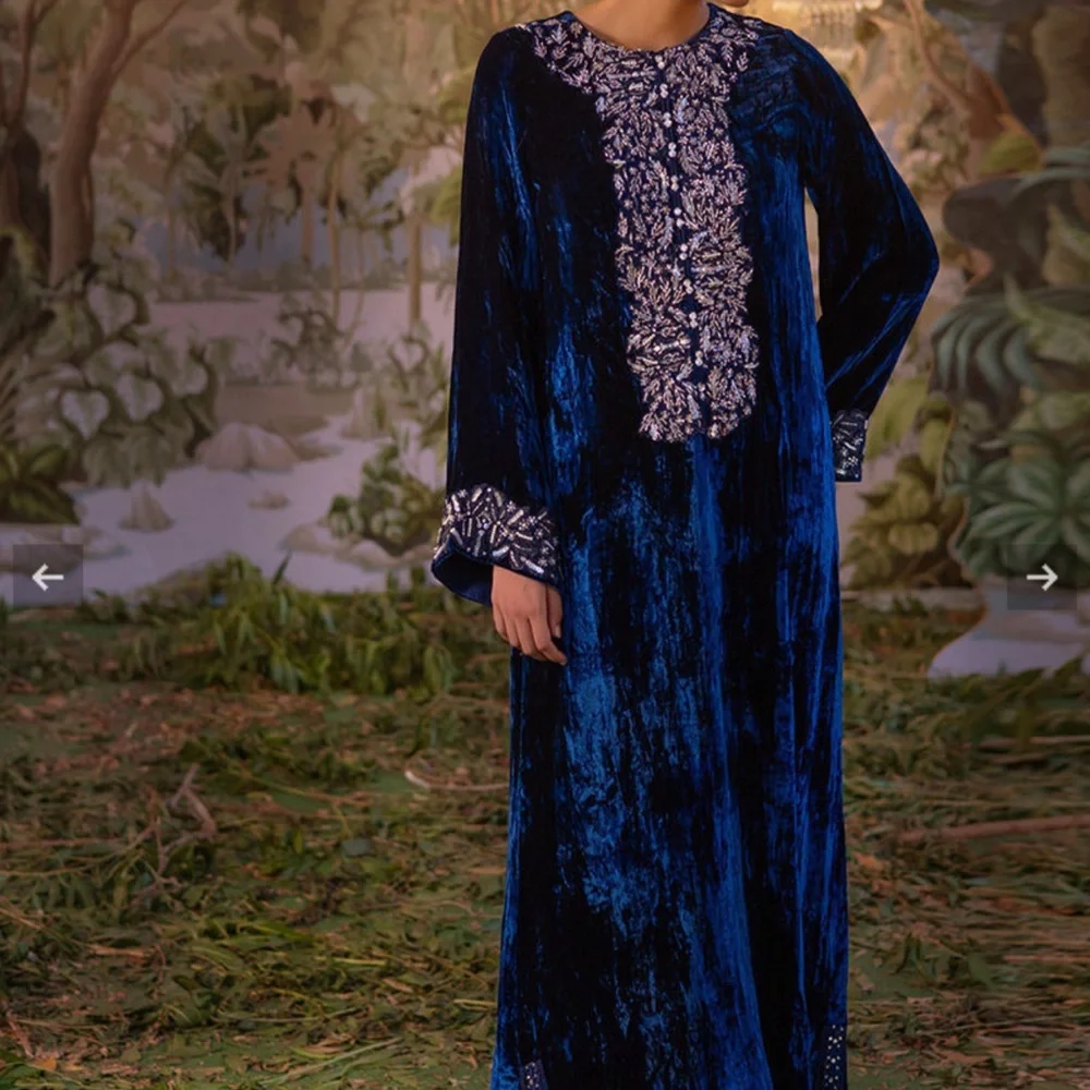 Elegant Blue Long Sleeve Dress - Picture 3 of 10